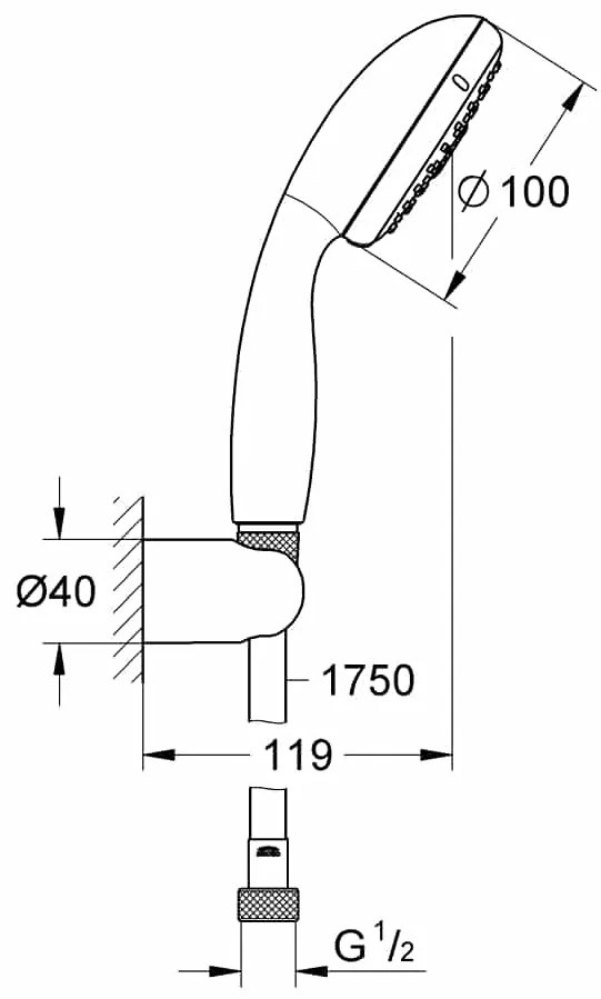 Set de dus cu suport si furtun de 1750 mm, Grohe Tempesta 100