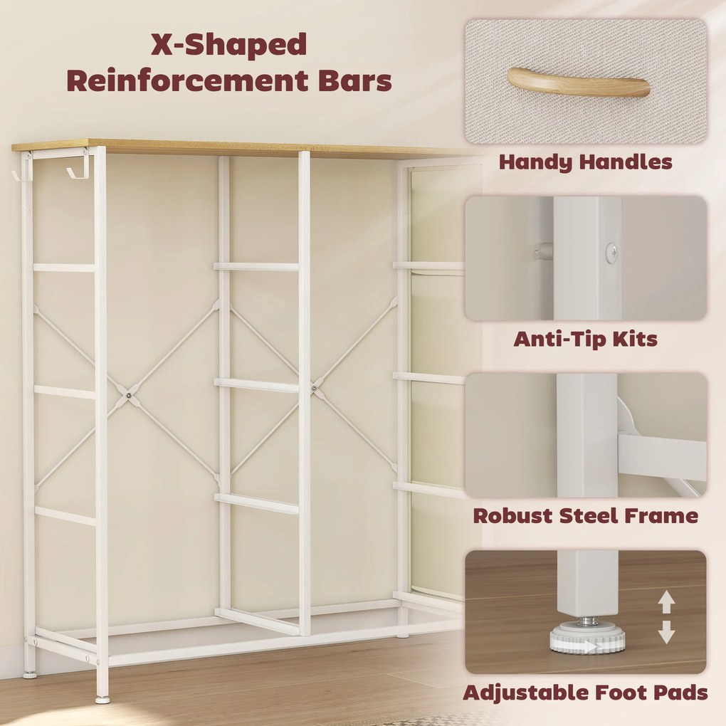 HOMCOM Comodă cu 8 sertare pliabile, cu 4 buzunare de depozitare și 2 cârlige | Aosom Romania