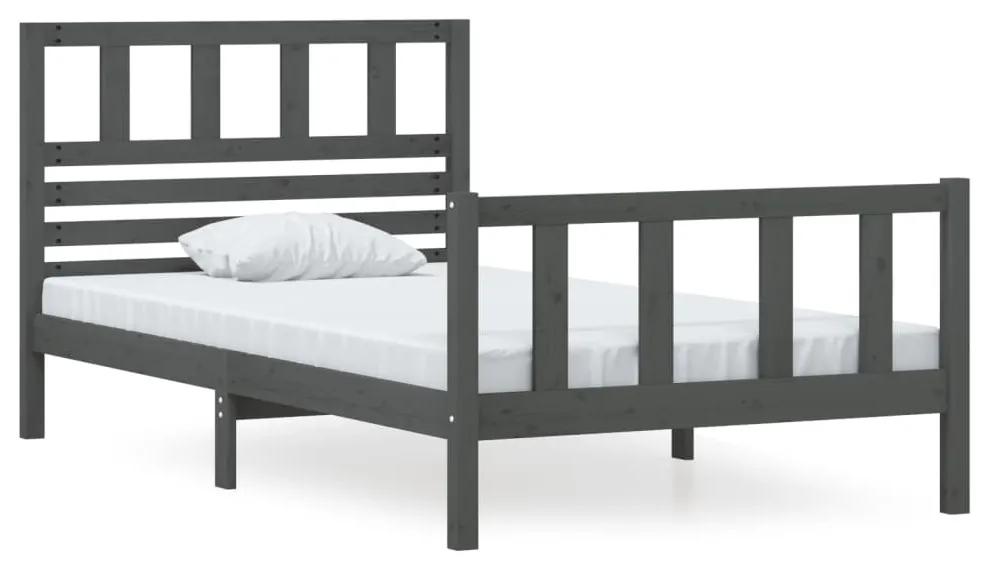Cadru de pat, gri, 100x200 cm, lemn masiv Gri, 100 x 200 cm