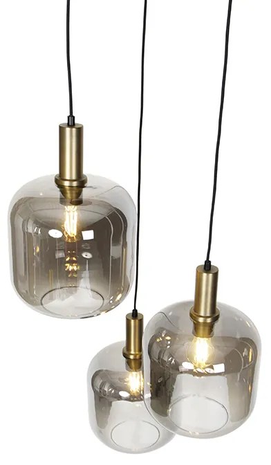 Lampă pendantă de design neagră cu sticlă aurie și fum cu 3 lumini - Zuzanna