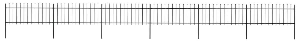 Gard de gradina cu varf sulita, negru, 10,2 x 0,8 m, otel 1, 0.8 m, 10.2 m