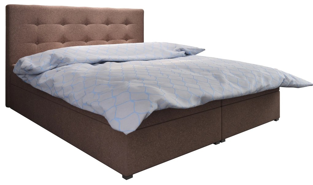 Pat matrimonial Boxspring 140 cm Fade 1 (maro închis) ( cu saltea și sp. depozitare). 1046475