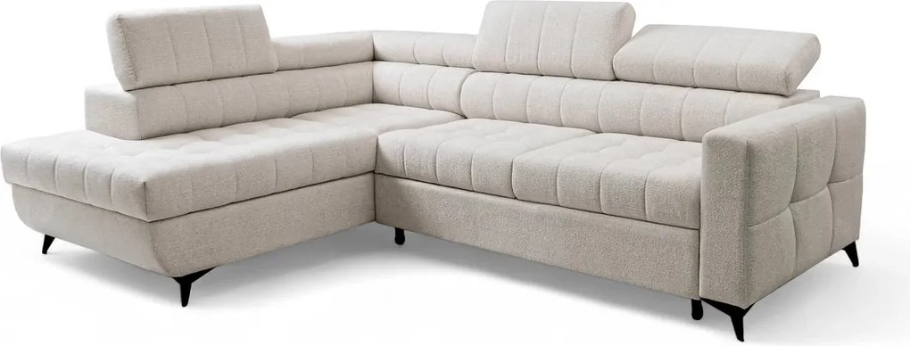 Colțar Nardo L cu funcție de dormit, stânga - țesătură șenil bej Taro 04