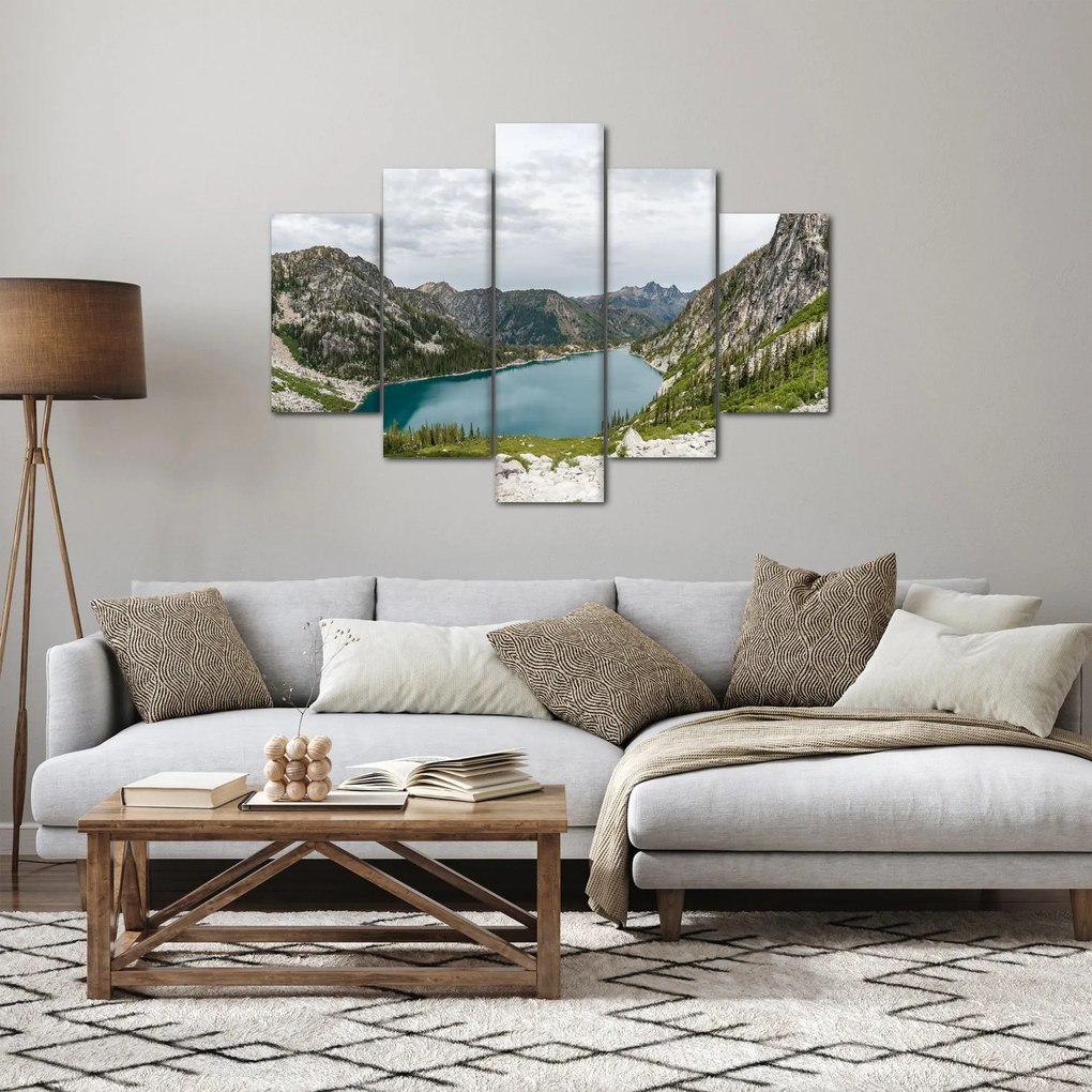 Tablou cu lac în munți (150x105 cm)