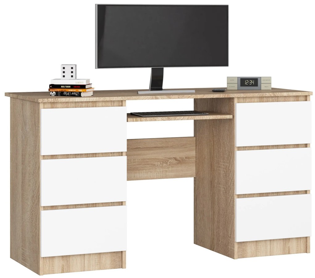 Masă PC Behati (Stejar sonoma + Alb). 1069463
