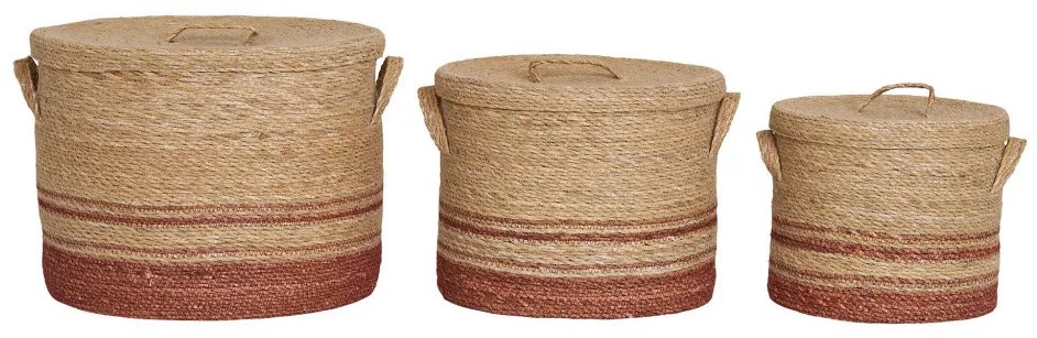 Budoni coșuri, iarbă de mare, natural/maro 3dpcs