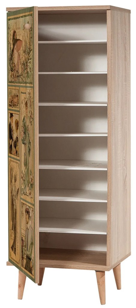 Mobilier pentru hol Feliz 732 (Stejar sonoma + Verde). 1089412