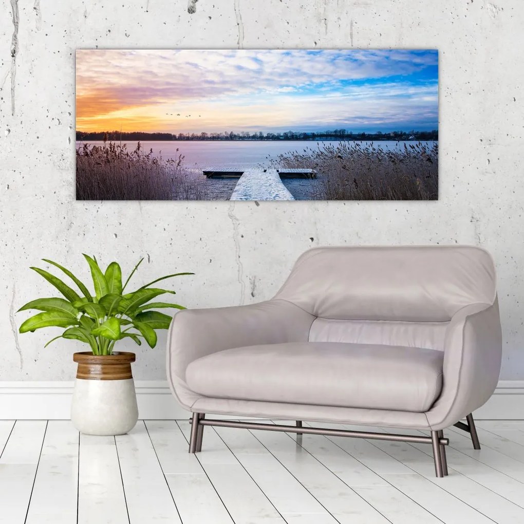 Tablou - Lac înghețat, Ełk, Mazury, Polonia (120x50 cm)