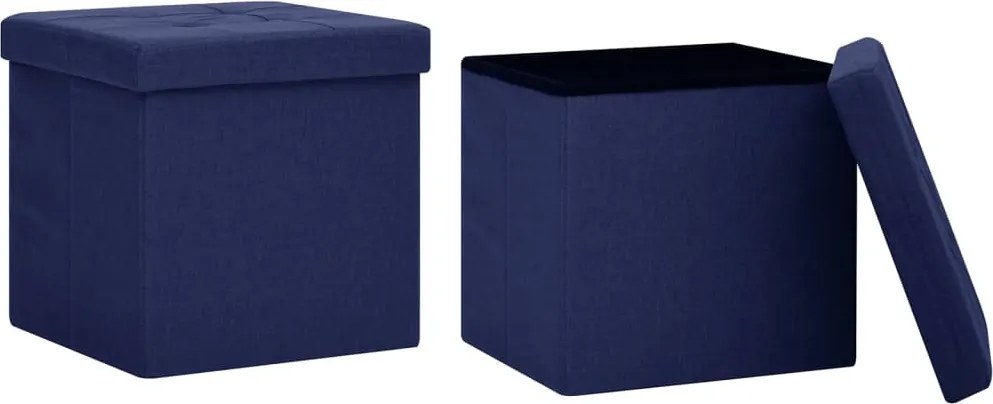 vidaXL Taburete depozitare pliabile 2 buc. albastru imitație pânză