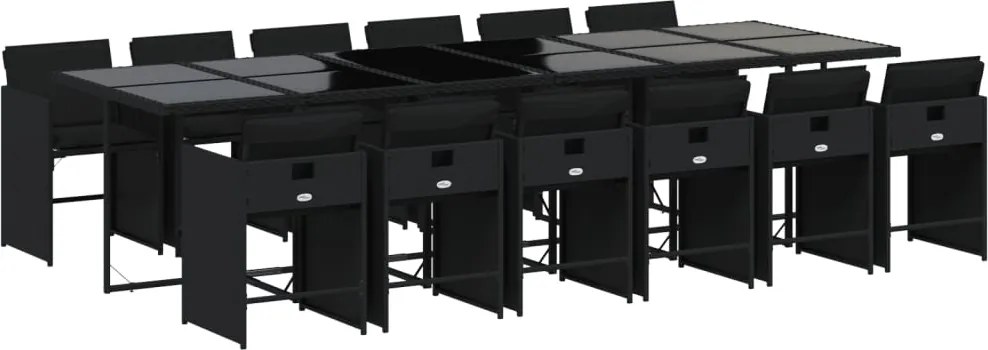 vidaXL Set mobilier de grădină cu perne, 13 piese, negru, poliratan