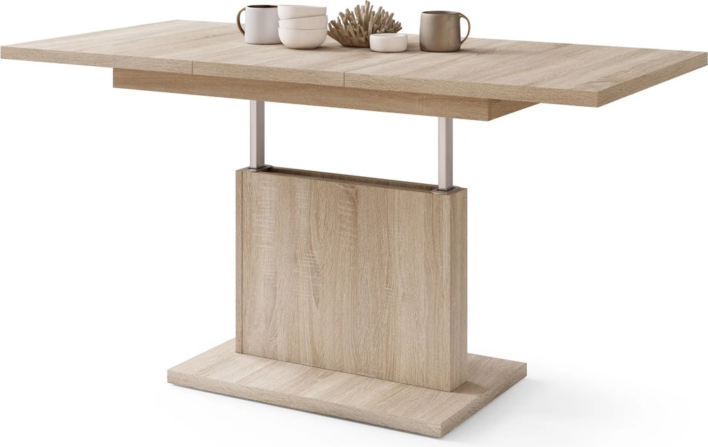 Mazzoni ASTON MINI Stejar Sonoma - MĂSUȚĂ DE CAFEA MODERNĂ EXTENSIBILĂ REGLABILĂ PE ÎNĂLȚIME MASĂ TRANSFORMABILĂ