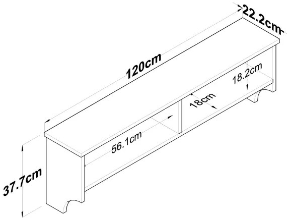 Cuier de perete RANI 120x37,2 cm alb/bej