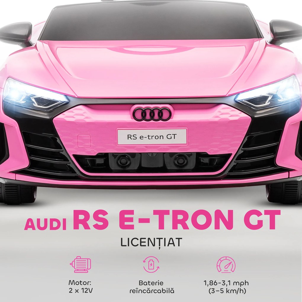 HOMCOM Mașină Electrică pentru Copii de 5 Ani cu Licență Audi cu Telecomandă Roz | Aosom Romania