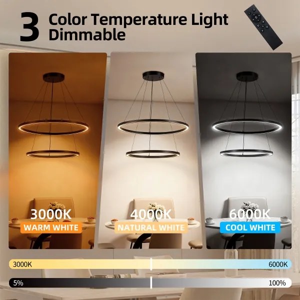 Brilagi - Lustră LED dimmabilă suspendată pe cablu PORTOFINO LED/98W/230V Ø 80 cm, negru, cu telecomandă