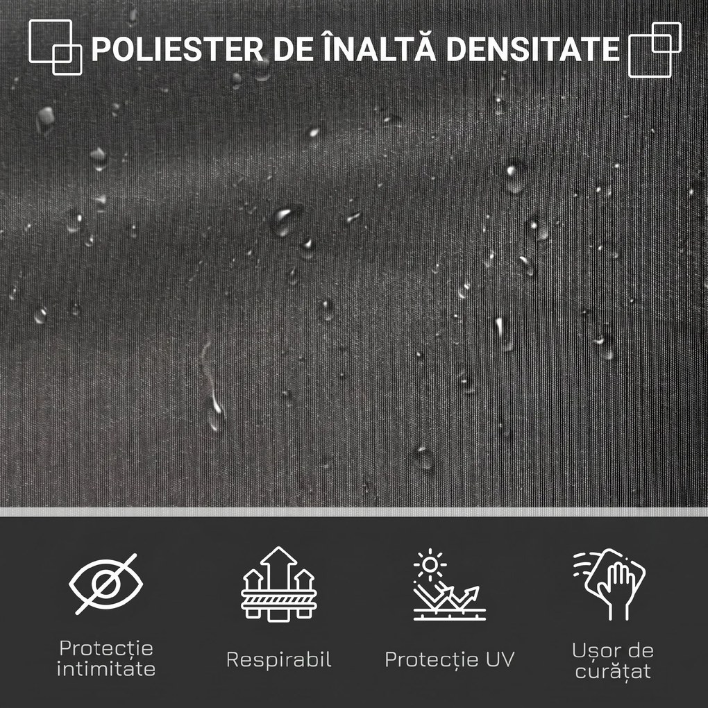 Outsunny Copertină Laterală Retractabilă cu Mâner, 300x160 cm, Gri | Aosom Romania