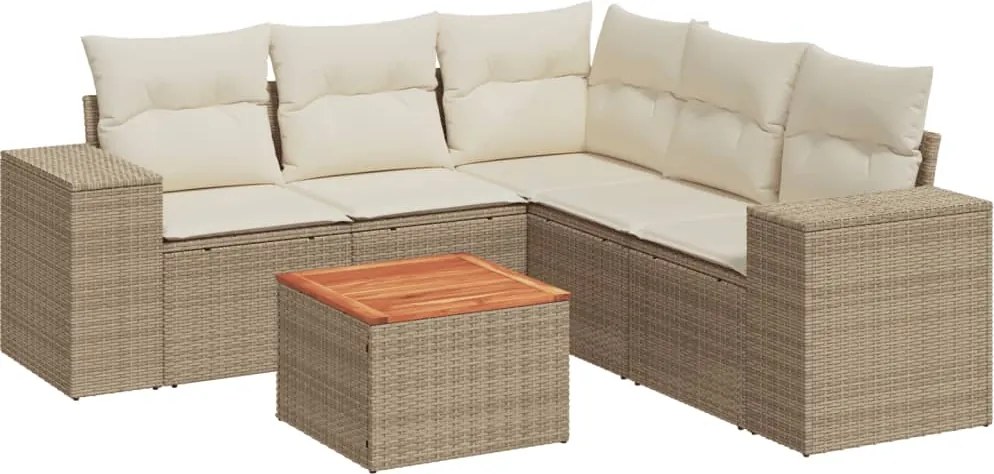 vidaXL Set canapele de grădină cu perne, 6 piese, bej, poliratan