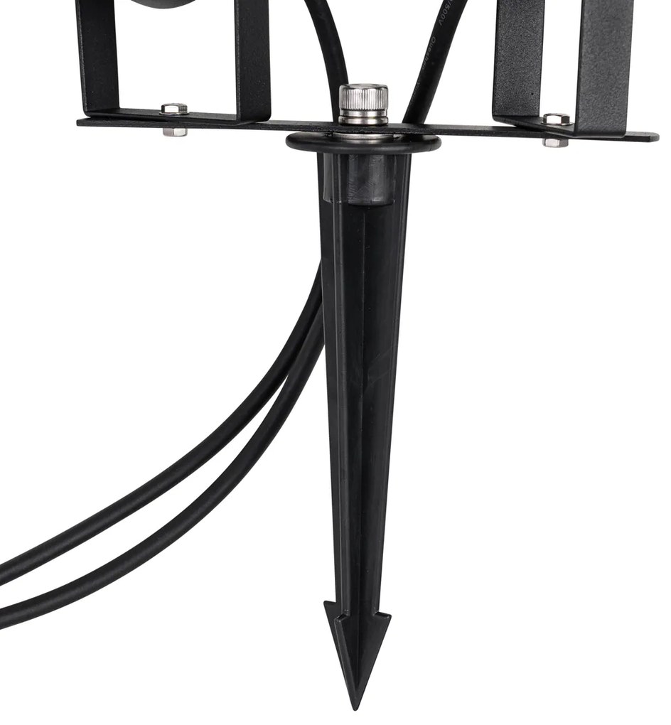 Spot modern de grădină negru, cu cablu și ștecher incluse, 150 cm, 2 lumini, IP65 - Basic