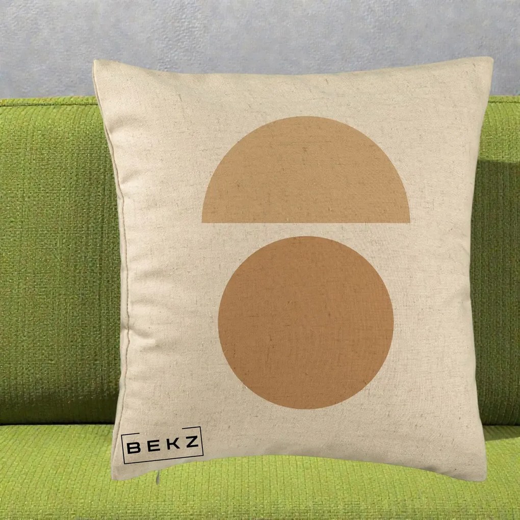 Perna Decorativa Geometric Minimalist Auriu, 40x40 cm, Bej, Husa Detasabila, Perna Inclusa, BEKZ®