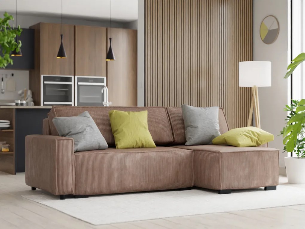 Canapea extensibila cu colt bilateral Culoare Maro, SMART
