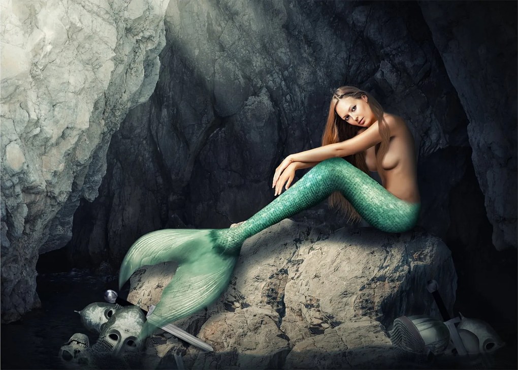 Tablou - Sirena pe stâncă (70x50 cm)