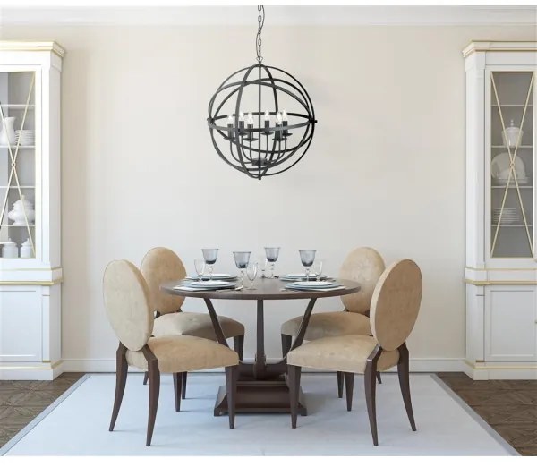 Searchlight 2476-6BK - Lustră cu lanț ORBIT 6xE14/60W/230V, neagră