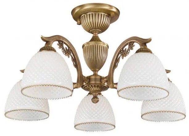 Lustra aplicata cu 5 brate clasic design italian din alama si sticla 8601 RA-PL. 8621/5