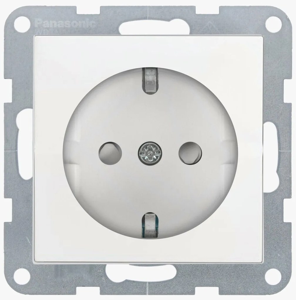 Priza simpla cu impamantare, protectie copii, 16A, IP20, Alb, Panasonic Karre Plus 55