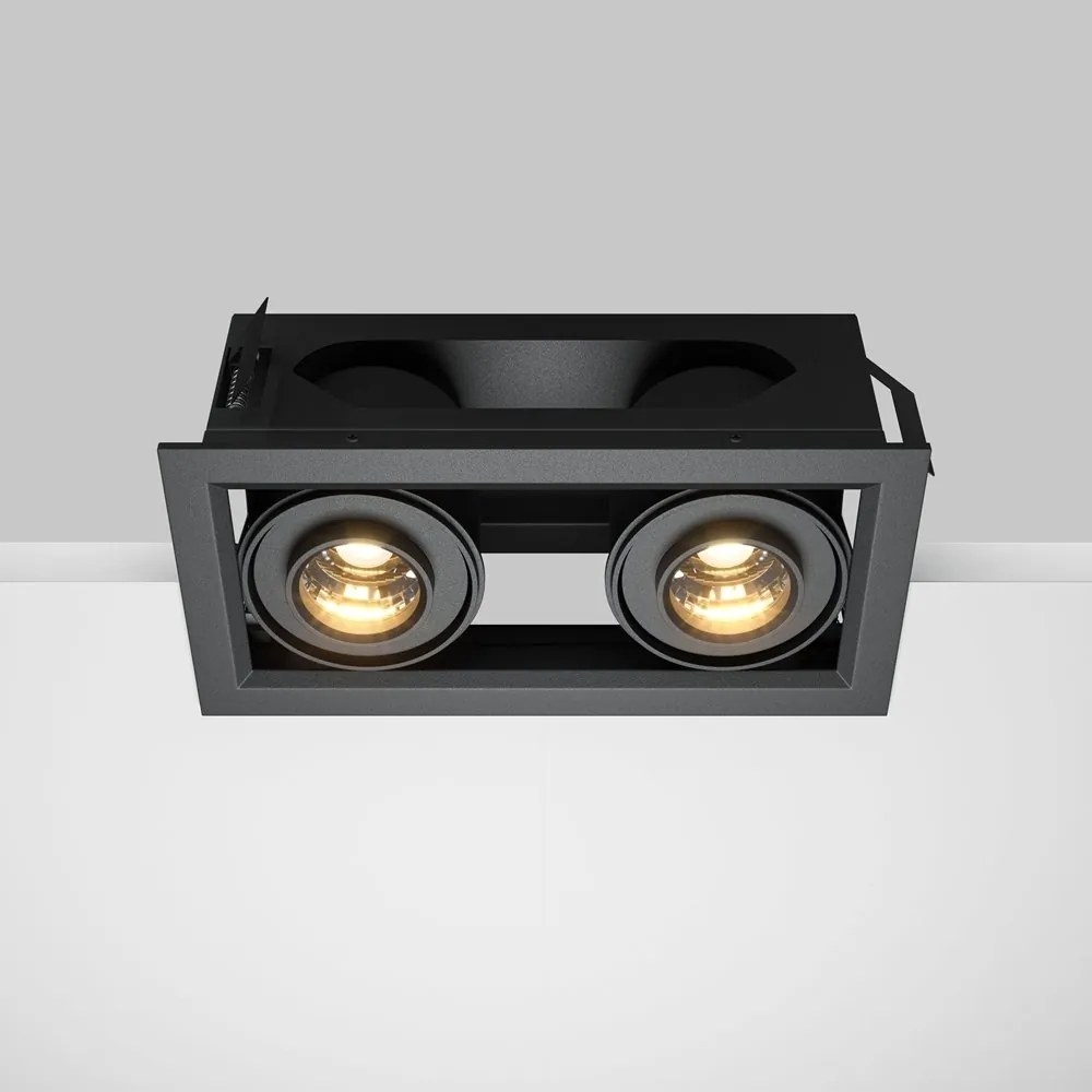 Corp incastrabil cu 2 spoturi LED directionabile Metal Modern negru