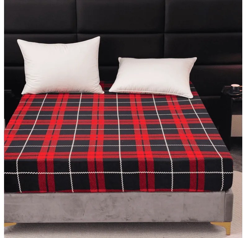 Cearsaf Cocolino microplus cu elastic ALBURY 90x200 cm rosu