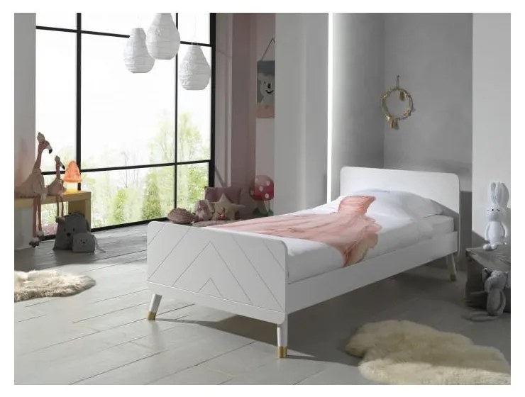 Pat din lemn de pin pentru copii Vipack Billy, 90 x 200 cm, alb