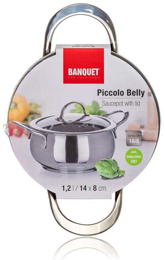 Castron din oțel inoxidabil cu capac Banquet Belly, 14 cm, 1,2 l