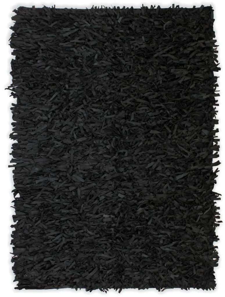 Covor fire lungi, piele naturala, 120x170 cm, Negru Negru, 120 x 170 cm