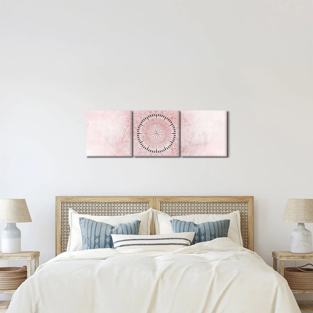 Tablou - Mandala roz (cu ceas) (90x30 cm)