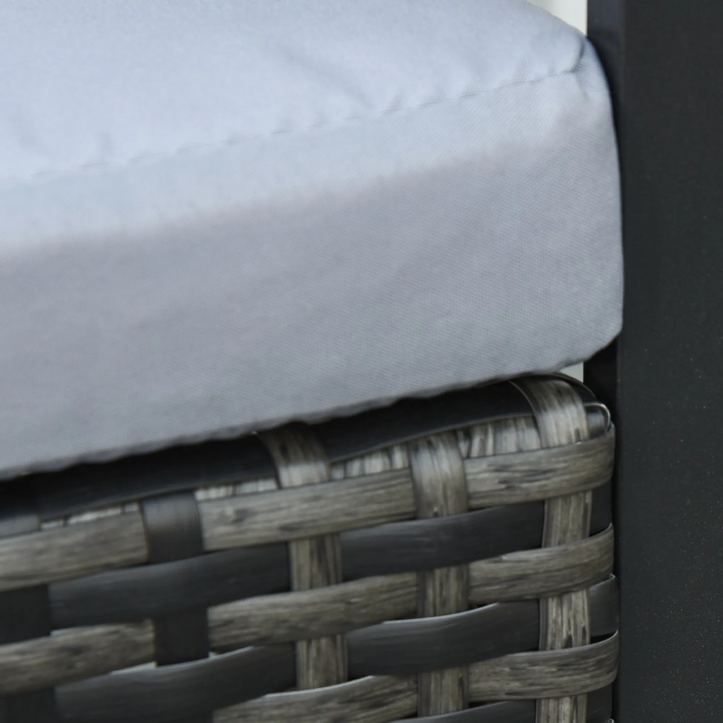 Set de mobilier de grădină Outsunny din ratan pentru 2 persoane, Set de mobilier de balcon din poliratan, Set de mobilier de balcon cu pernuțe, Grădină Gri | Aosom Romania