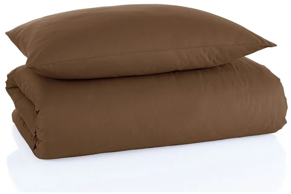 Lenjerie de pat din bumbac Color maro, 140 x 200cm, 70 x 90 cm
