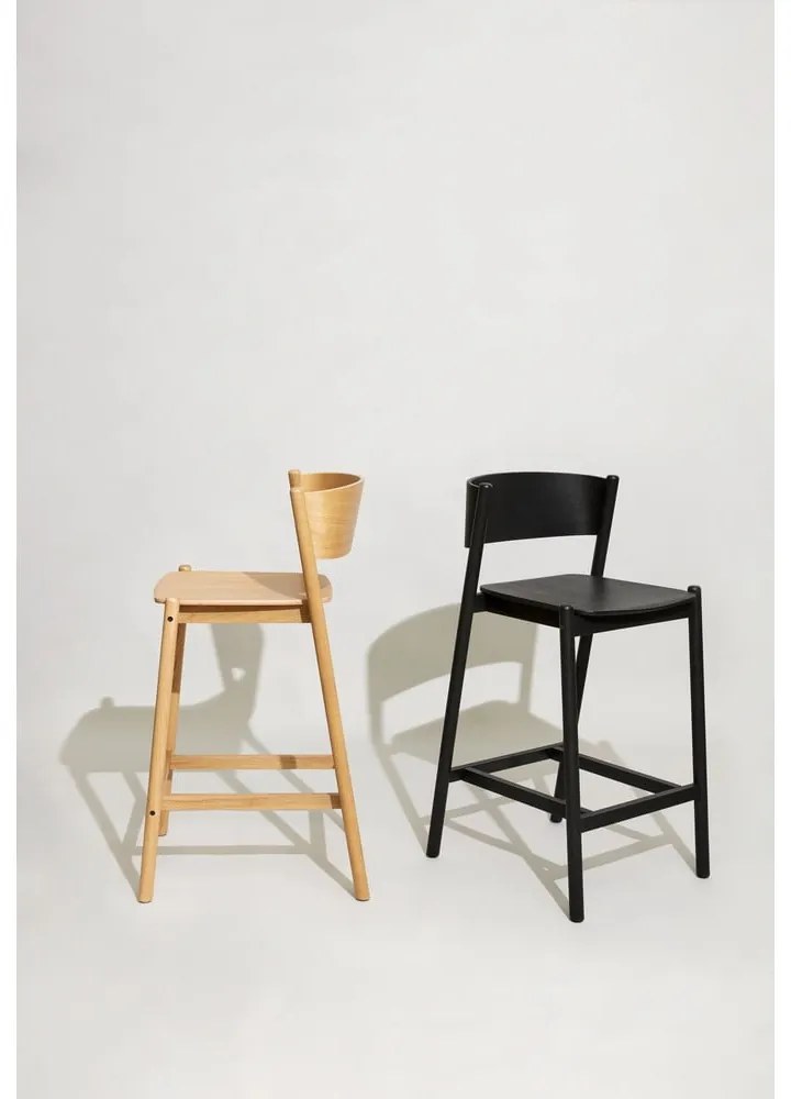 Scaun de bar în culoare naturală cu aspect de lemn de stejar (înălțime șezut 75 cm) Oblique – Hübsch