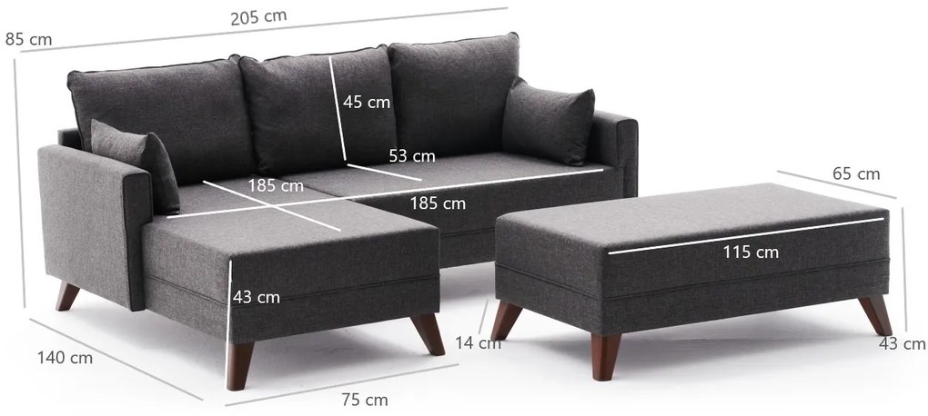 Canapea extensibilă Bellina (antracit) (S). 1063016