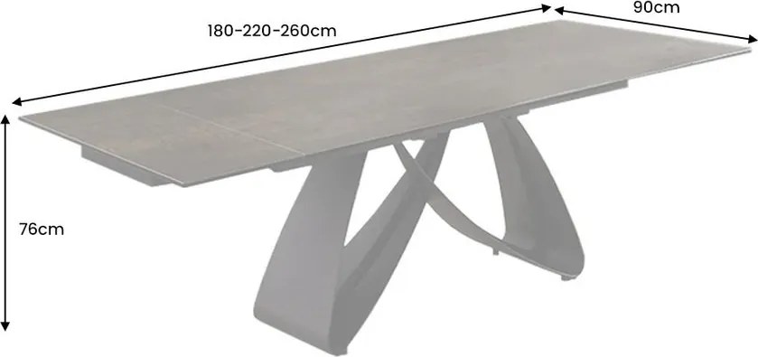 Masa Extensibila cu Blat Ceramic, Negru, INFINITY 180-220-260cm