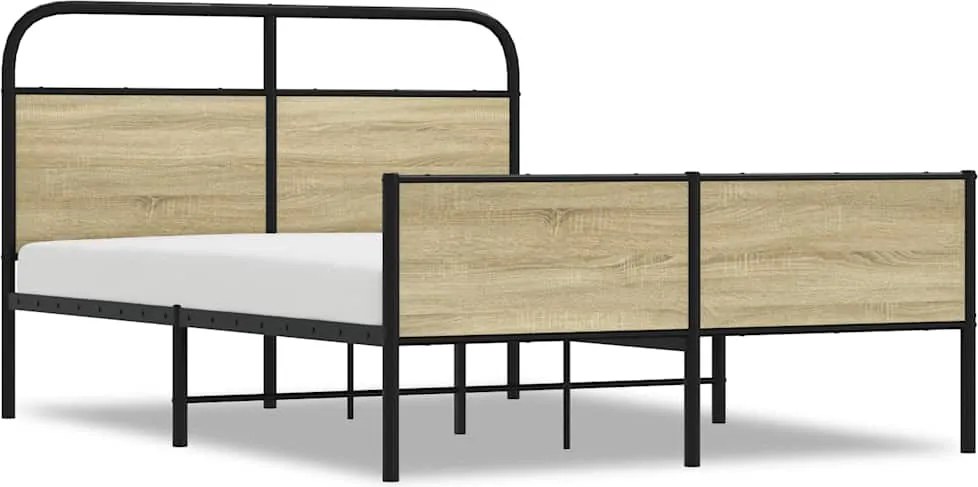 vidaXL Cadru de pat fără saltea 120x200 cm Lemn derivat stejar Sonoma
