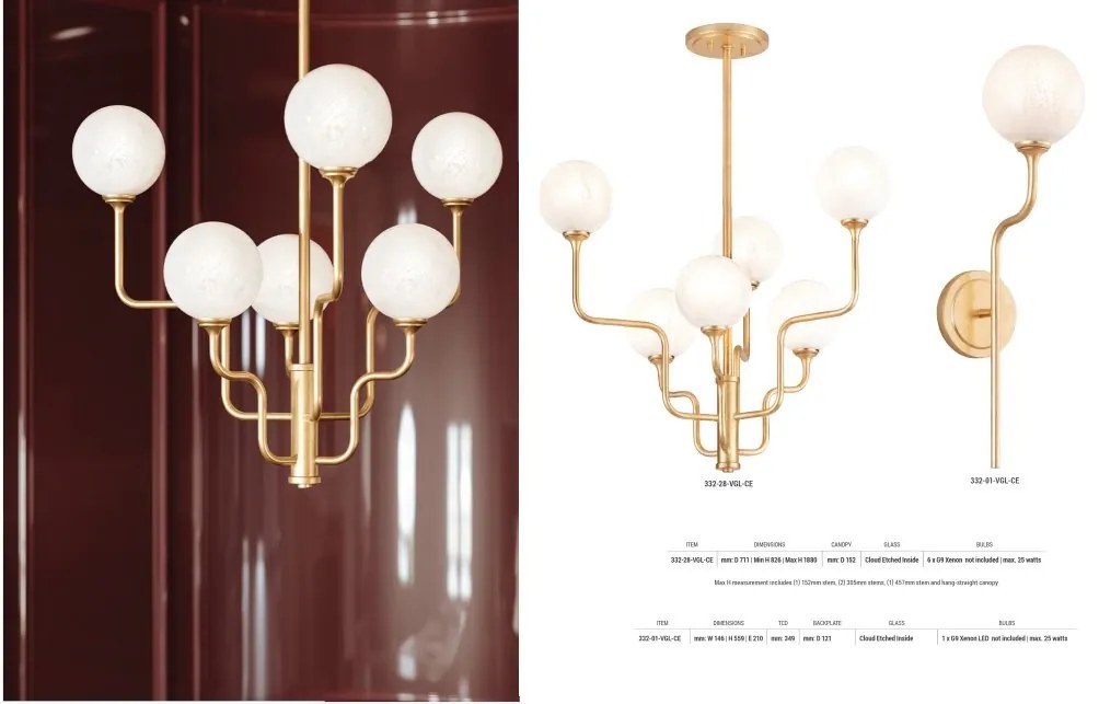 Candelabru design modern ONYX cu 6 surse de lumina