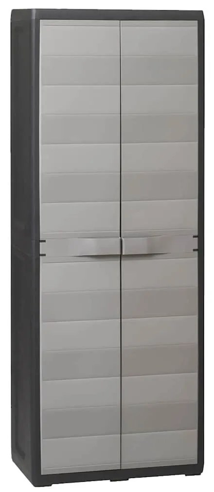 vidaXL Dulap de depozitare pentru grădină, cu 3 rafturi, negru și gri