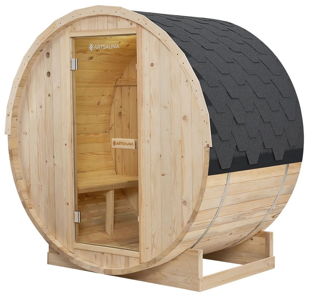 Vonkajšia sudová sauna Spitzbergen M dĺžka 120 cm priemer 190 cm (3,6 kW)
