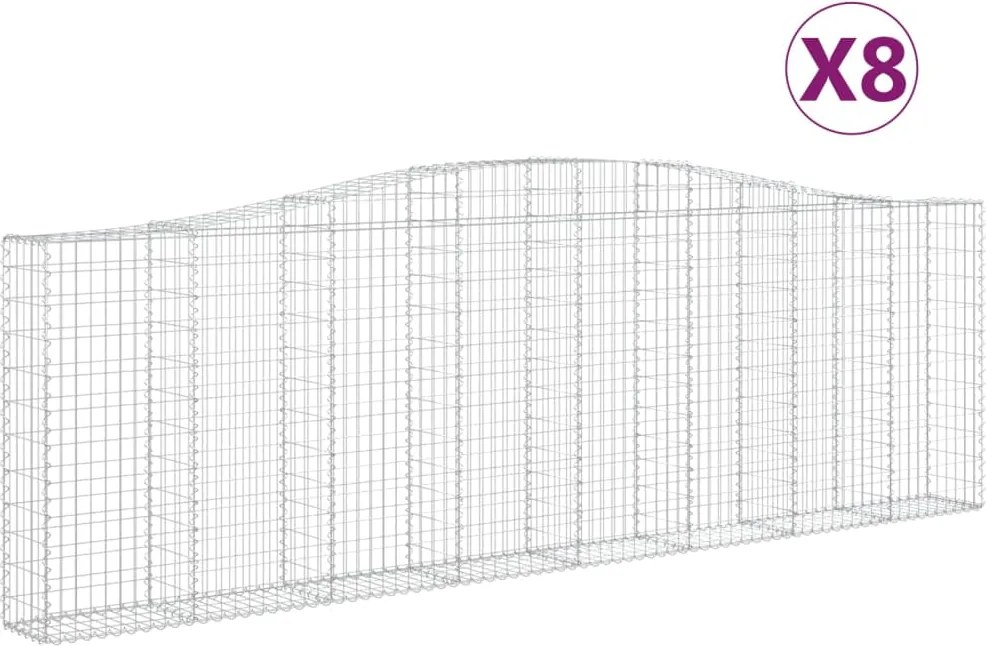 vidaXL Coșuri gabion arcuite 8 buc. 400x30x120/140 cm fier galvanizat