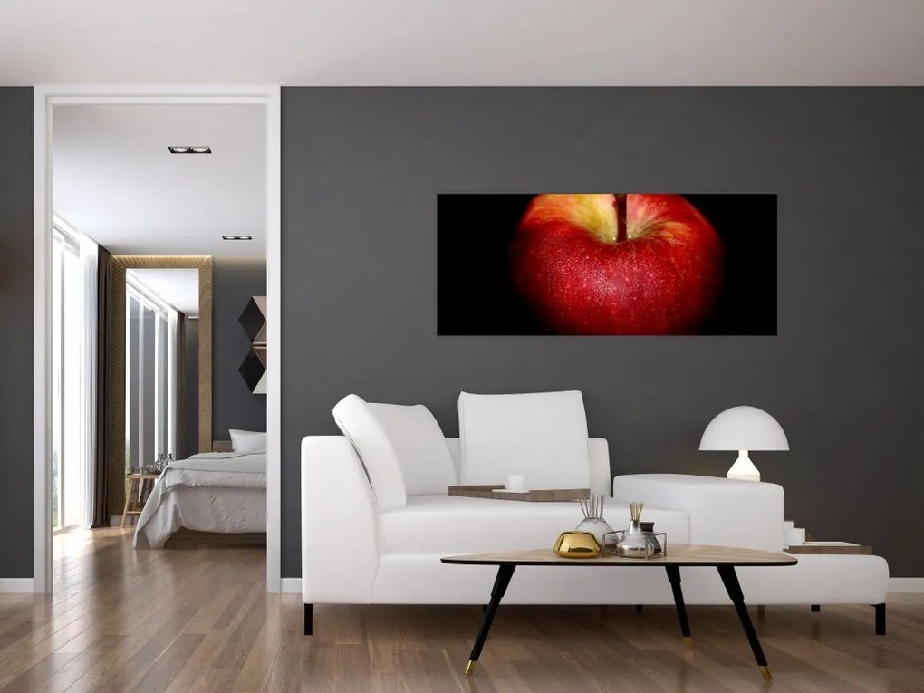 Tablou cu măr pe fundal negru (120x50 cm)