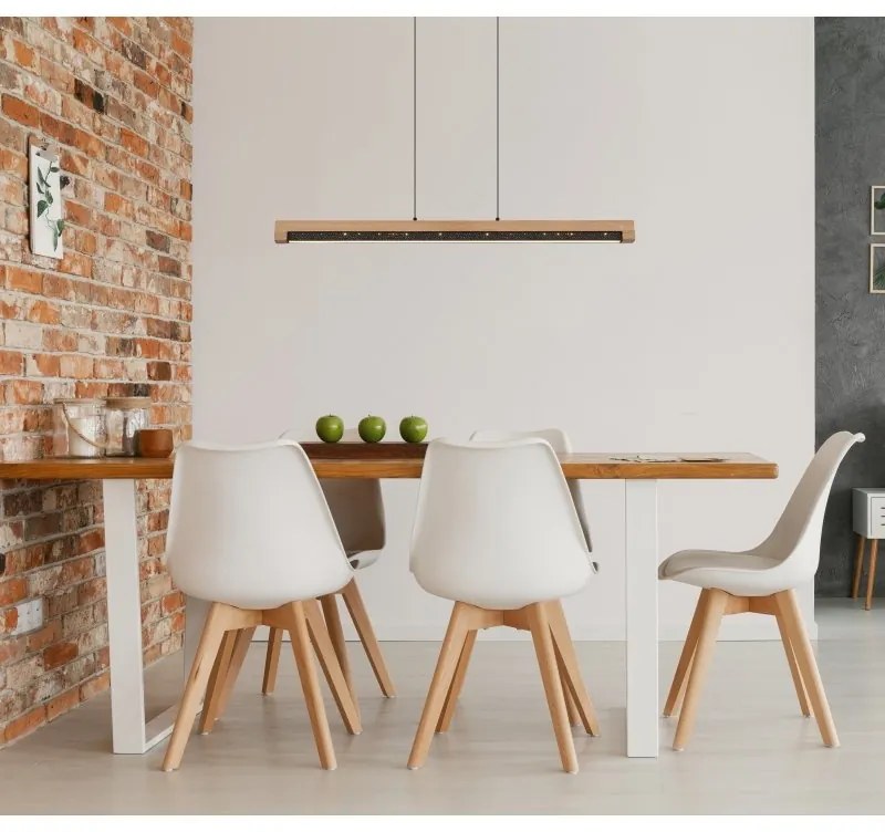 Lustra LED suspendata design natural lemn STARLA