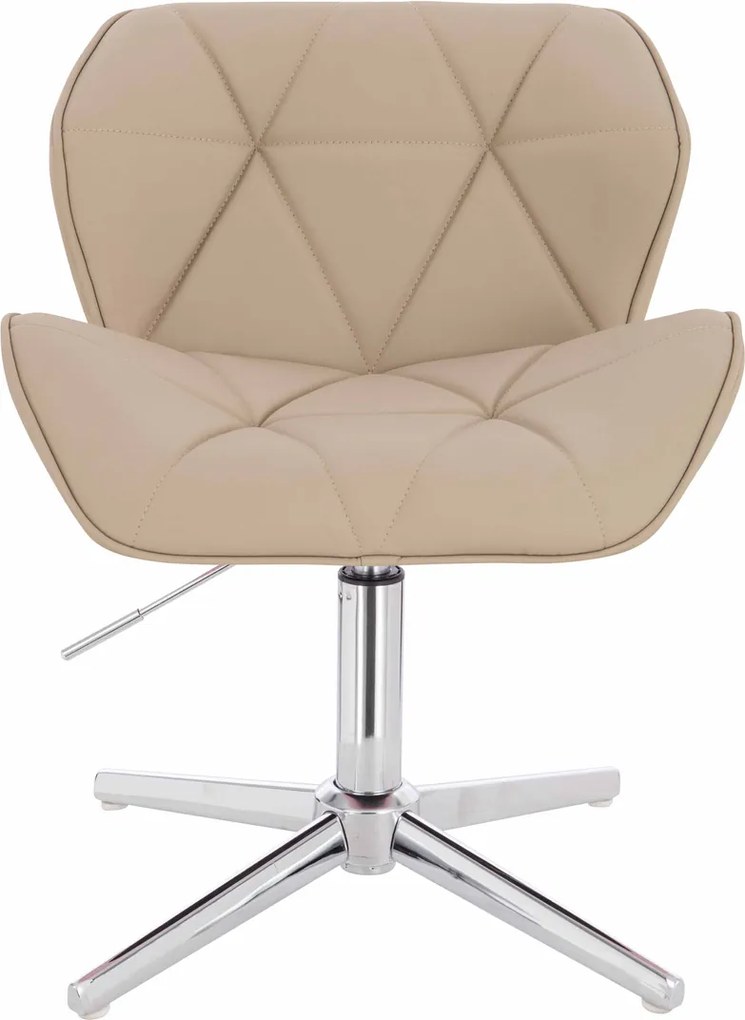 HR111CROSS Scaun Crem Piele Ecologica Premium Soft cu Bază Cromata