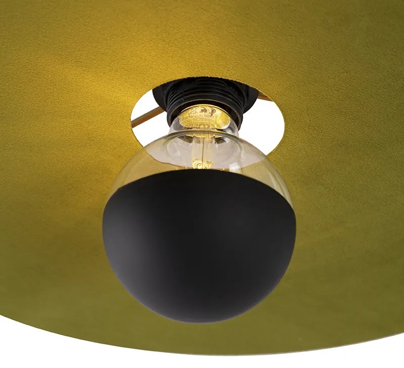Plafoniera neagră cu abajur plat verde 45 cm - Combi