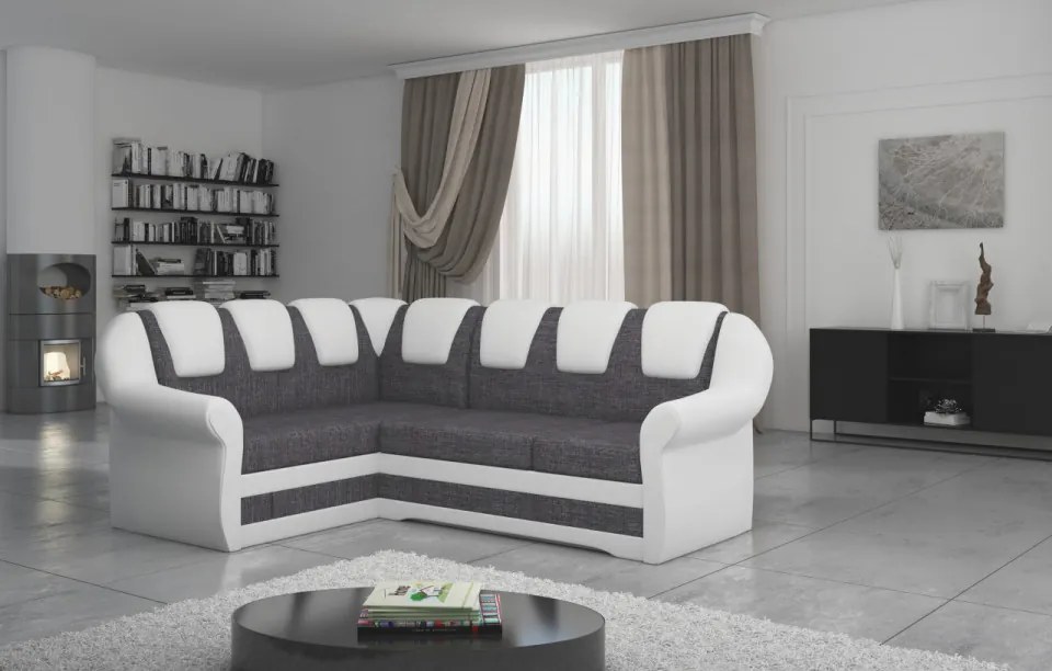 Coltar extensibil cu spatiu pentru depozitare, 243x105x190 cm, Lord II L02, Eltap (Culoare: Gri inchis / Alb)