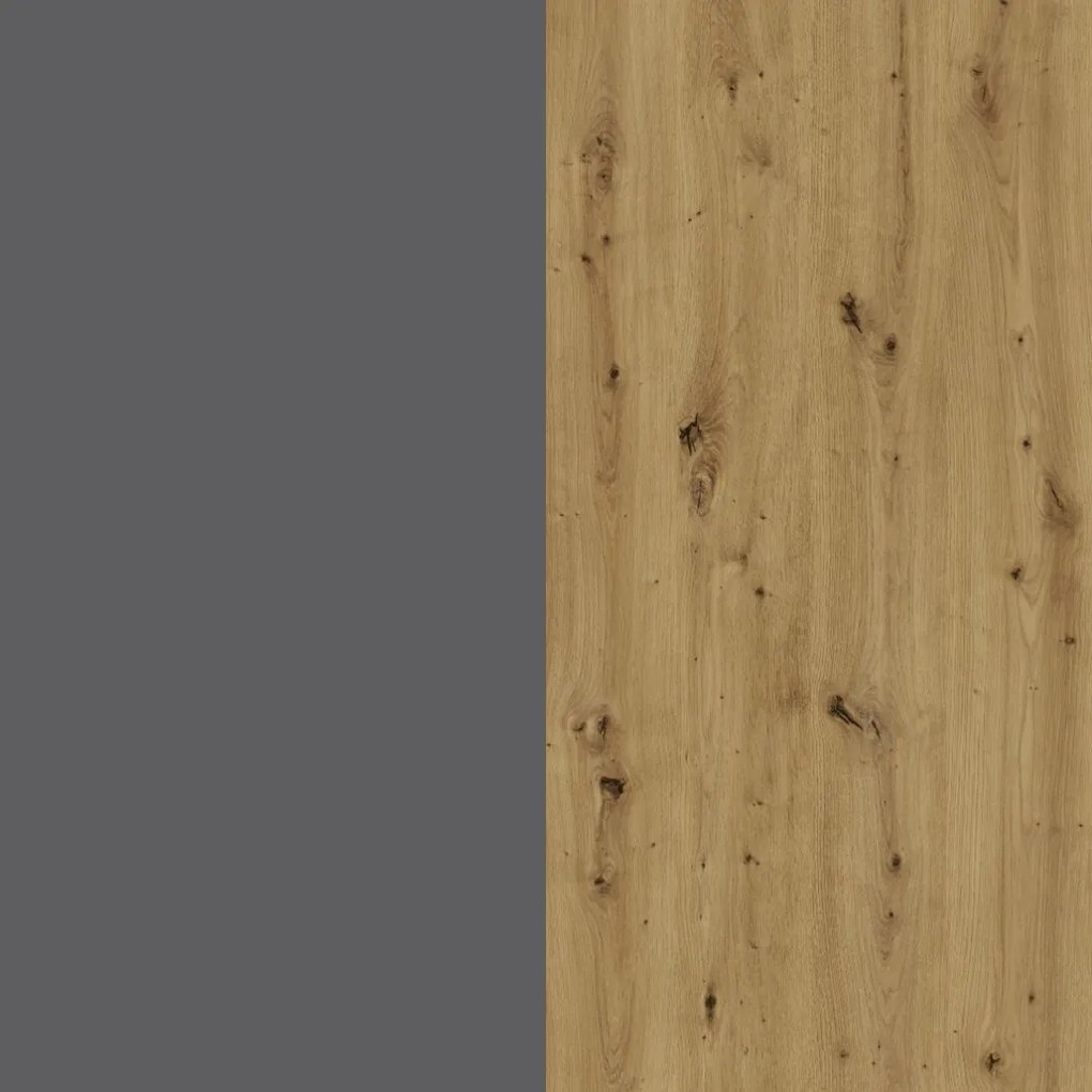 Comoda haaus Kos, O Usa, 2 Polite, Antracit/Stejar Artisan, 95 x 40 x 39 cm