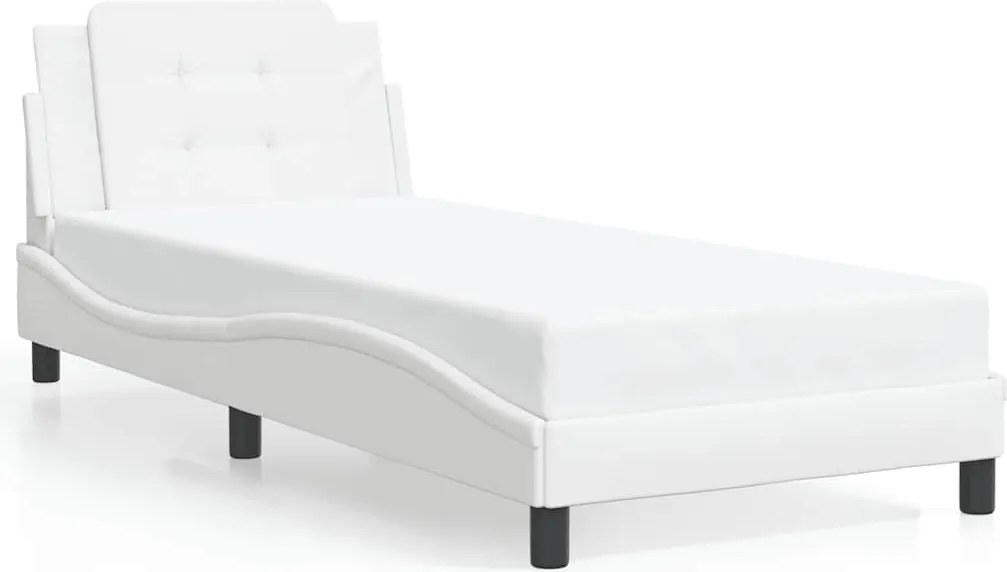 vidaXL Cadru de pat fără saltea, Zadar, alb, 100x200 cm, piele ecologică